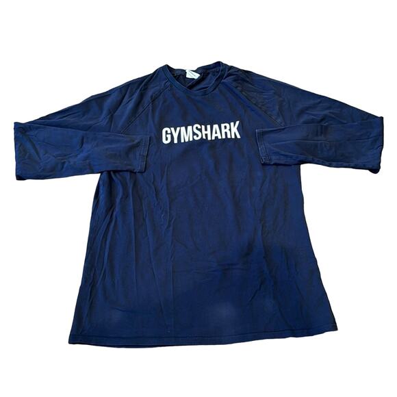 GYMSHARK Men's Apollo Long Sleeve T Shirt Navy Size L - Picture 1 of 6